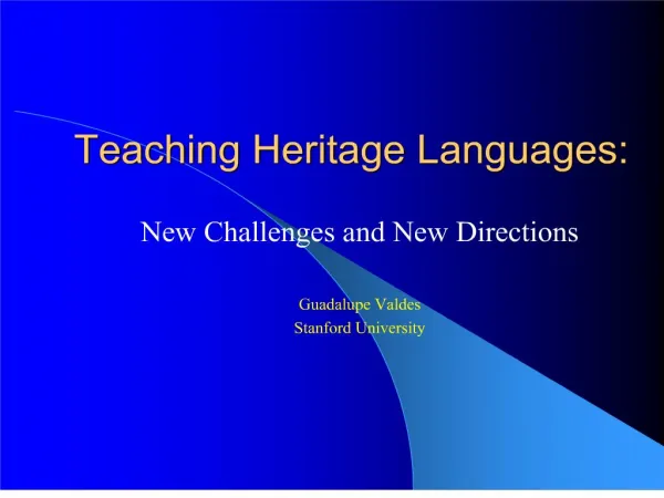 Teaching Heritage Languages: