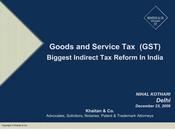 Goods and Service Tax GST Biggest Indirect Tax Reform In ...