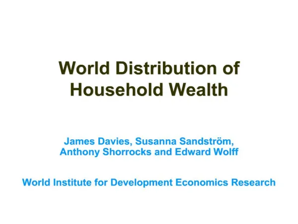 World Distribution of Household Wealth