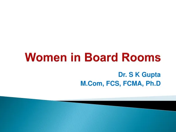 Women in Board Rooms