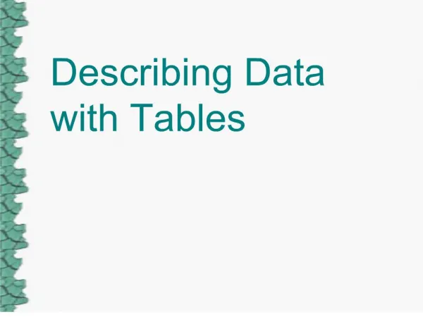 Describing Data with Tables