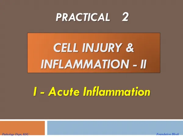 CELL INJURY &amp; Inflammation - II