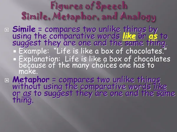 Figures of Speech Simile, Metaphor, and Analogy