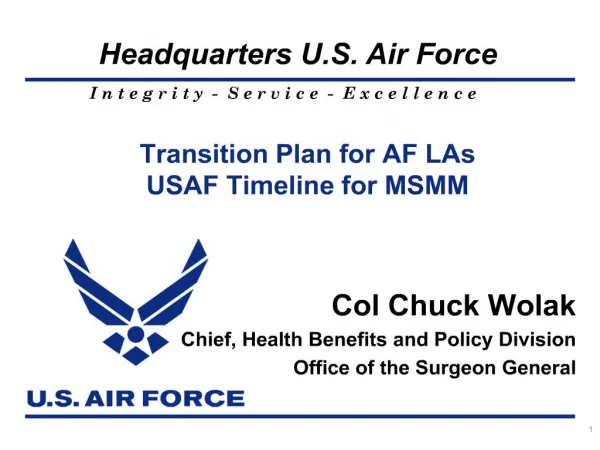 Transition Plan for AF LAs USAF Timeline for MSMM