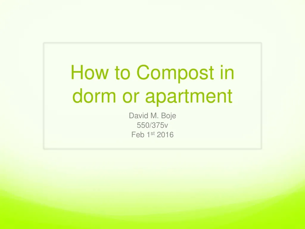 how to compost in dorm or apartment