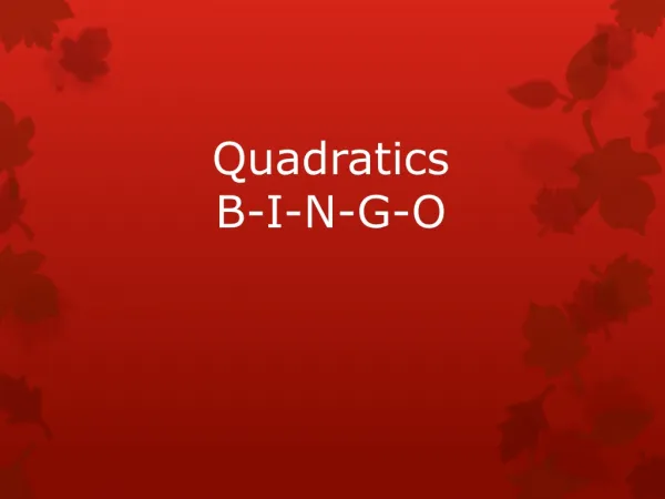 Quadratics B-I-N-G-O