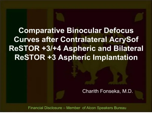 Comparative Binocular Defocus Curves after Contralateral AcrySof ...