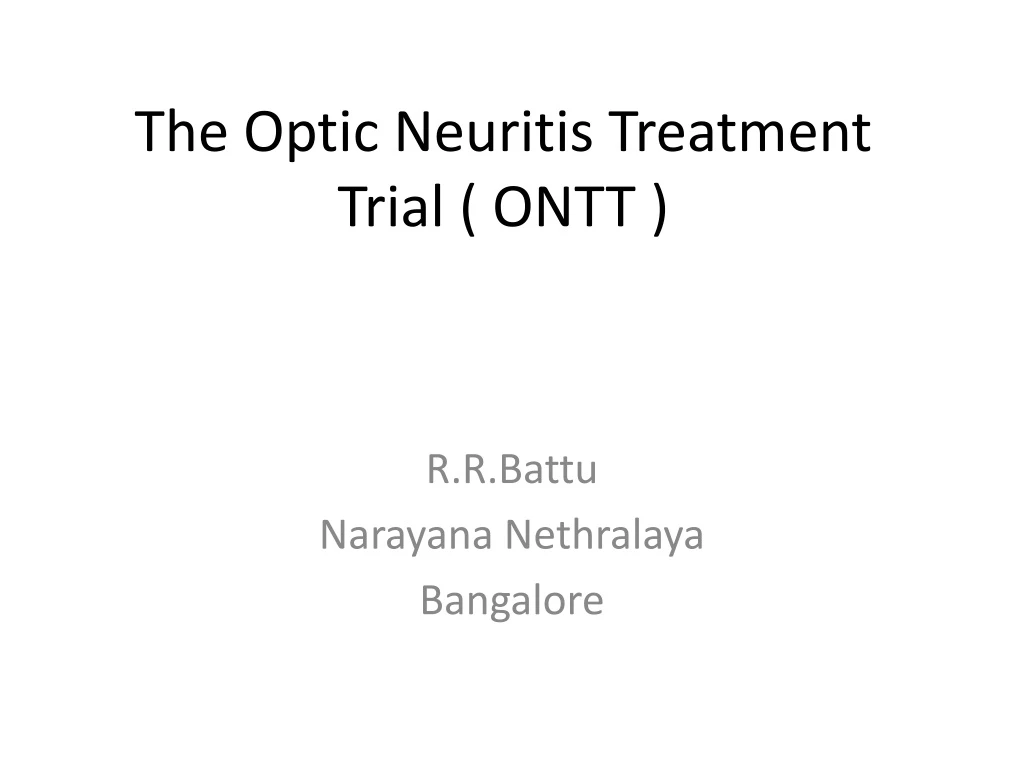 the optic neuritis treatment trial ontt