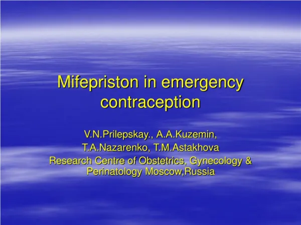 Mifepriston in emergency contraception