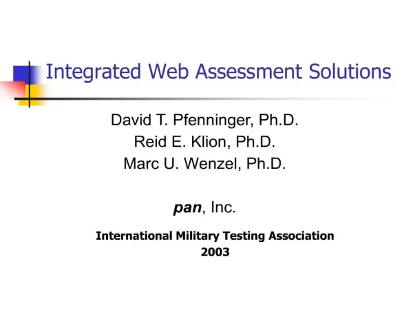 Integrated Web Assessment Solutions
