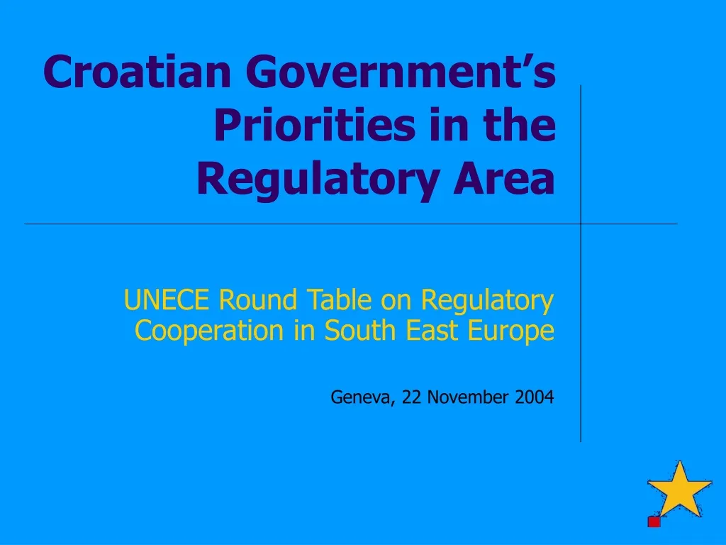 croatian government s priorities in the regulatory area