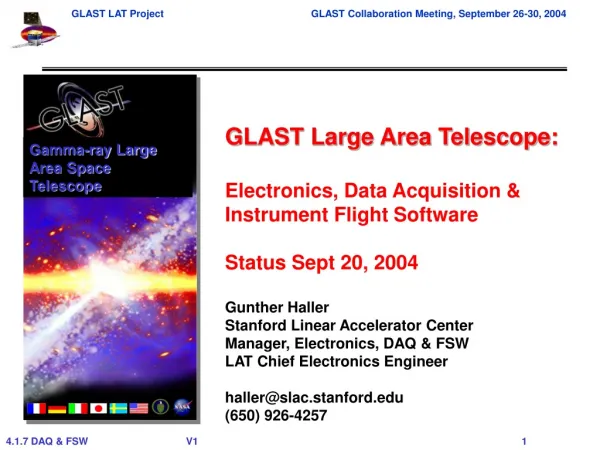 GLAST Large Area Telescope: Electronics, Data Acquisition &amp; Instrument Flight Software