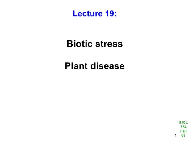 Biotic stress Plant disease