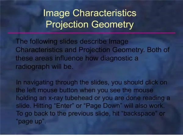 Image Characteristics - College of Dentistry