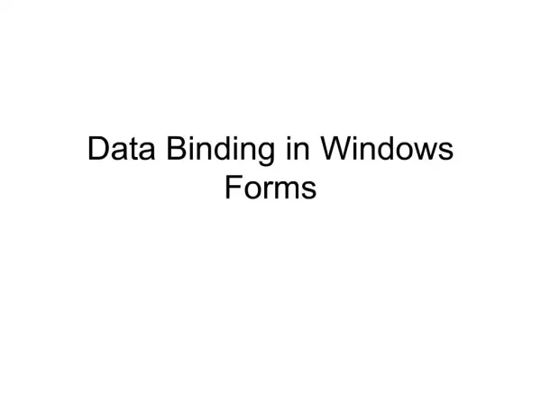 Data Binding in Windows Forms