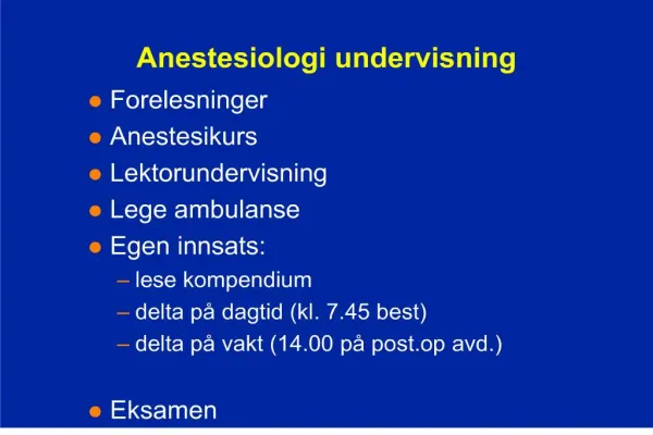 Anestesiologi undervisning