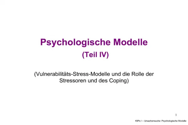 Psychologische Modelle Teil IV