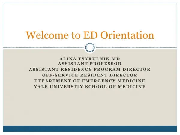 Welcome to ED O rientation