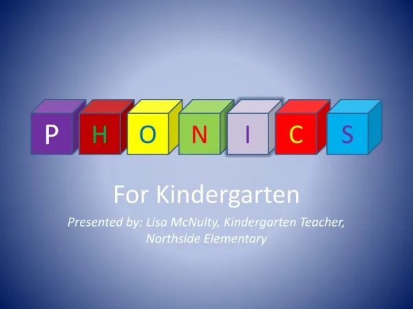 For Kindergarten Presented by: Lisa McNulty, Kindergarten Teacher, Northside Elementary