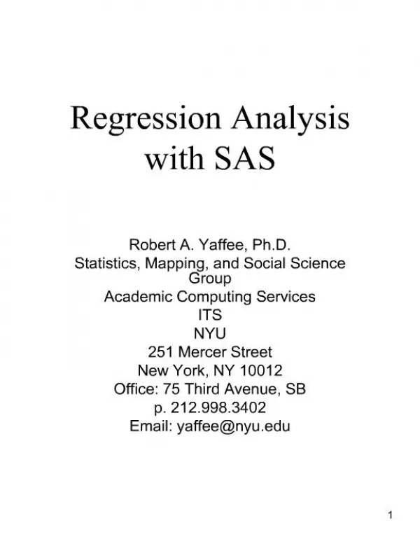 Regression Analysis with SAS