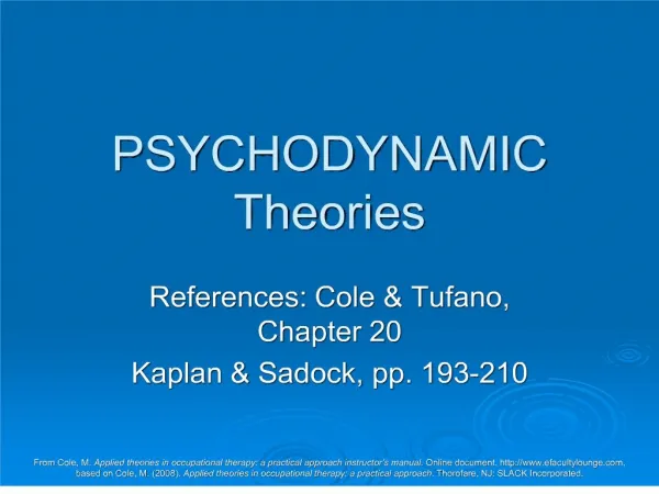 PSYCHODYNAMIC Theories
