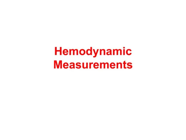 Hemodynamic Measurements