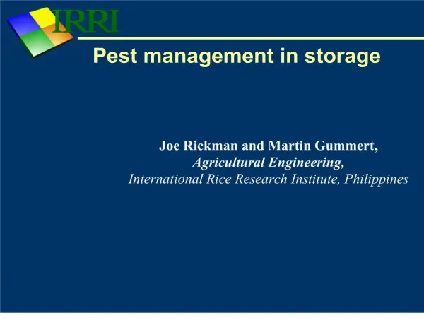 Pest management in storage