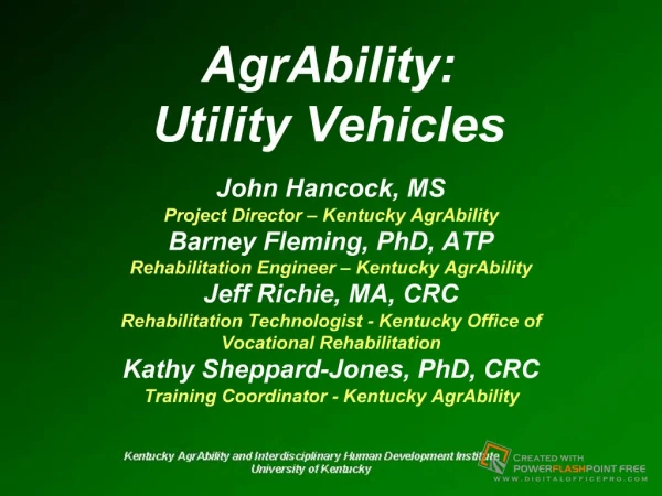 Utility Vehicles - National AgrAbility Final Accessible