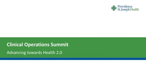 Clinical Operations Summit Advancing towards Health 2.0