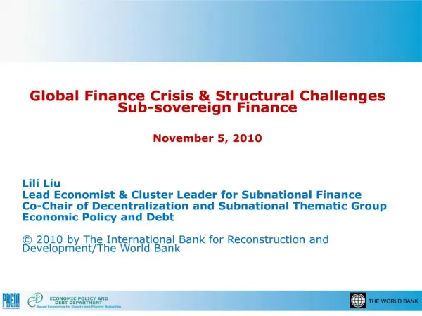 Global Finance Crisis Structural Challenges Sub-sovereign ...