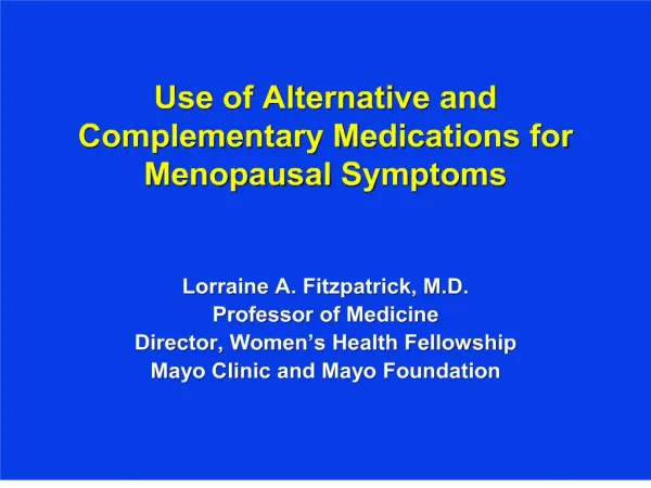 Use of Alternative and Complementary Medications for Menopausal ...
