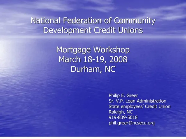 National Federation of Community Development Credit Unions ...