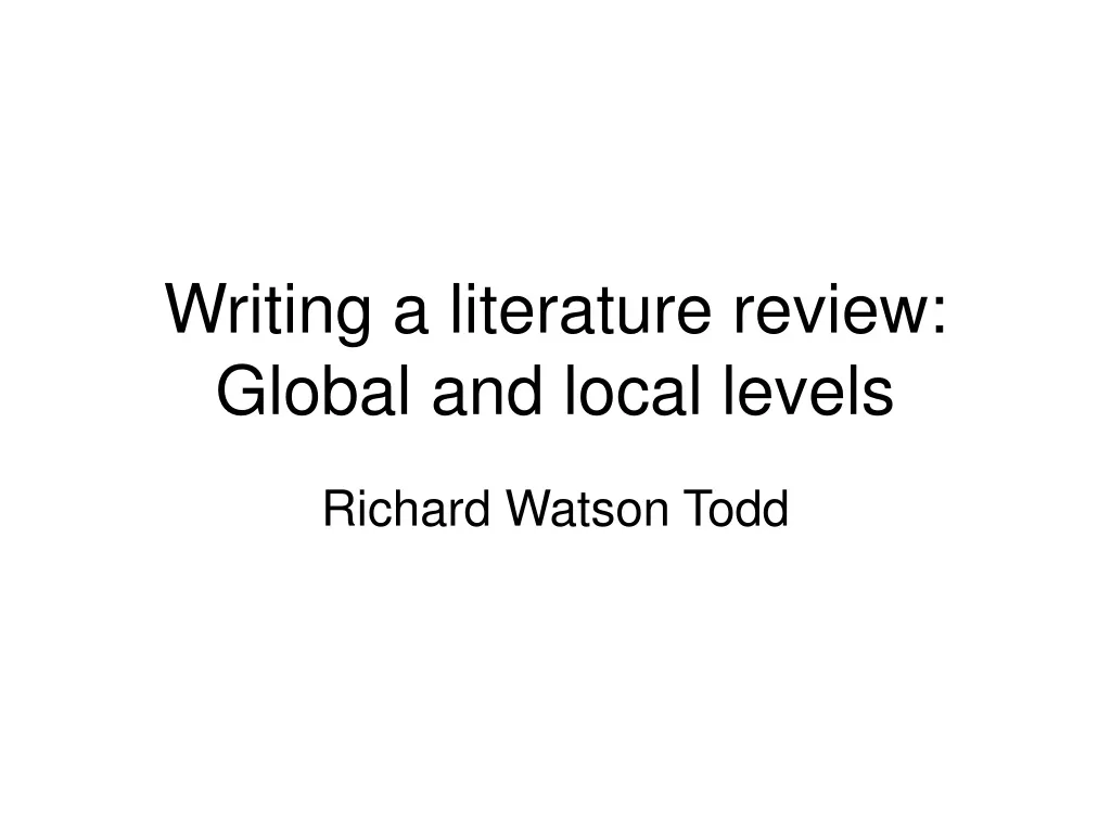 writing a literature review global and local levels