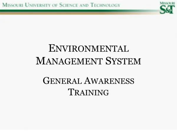 E NVIRONMENTAL M ANAGEMENT S