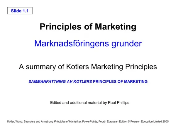 Principles of Marketing Marknadsf