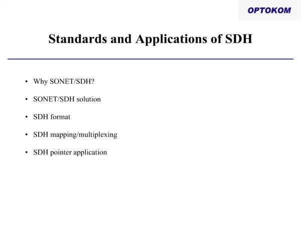 Standards and Applications of SDH