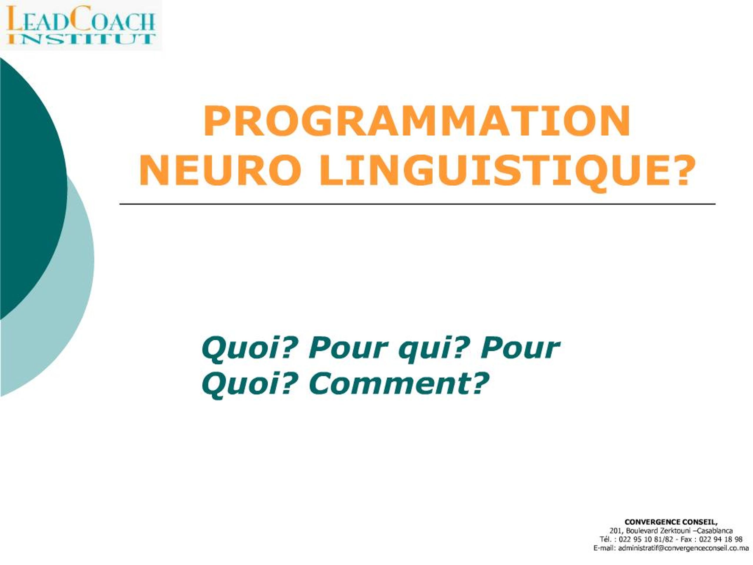 PPT PROGRAMMATION NEURO LINGUISTIQUE PowerPoint Presentation, free — free download