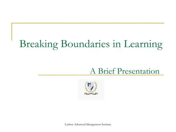 Breaking Boundaries in Learning A Brief Presentation