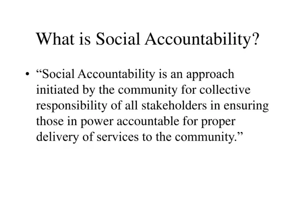 What is Social Accountability?