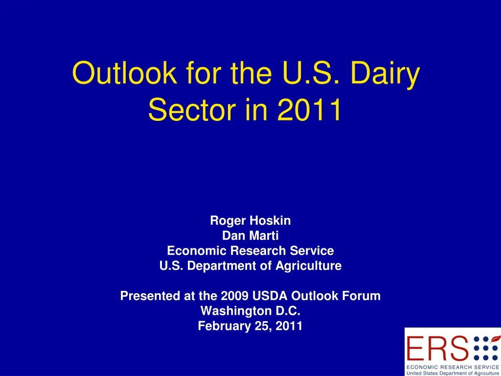 outlook for the u s dairy sector in 2011
