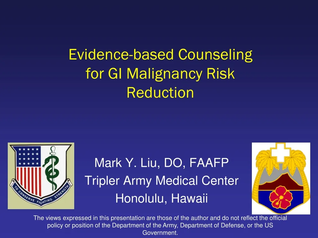 evidence based counseling for gi malignancy risk reduction