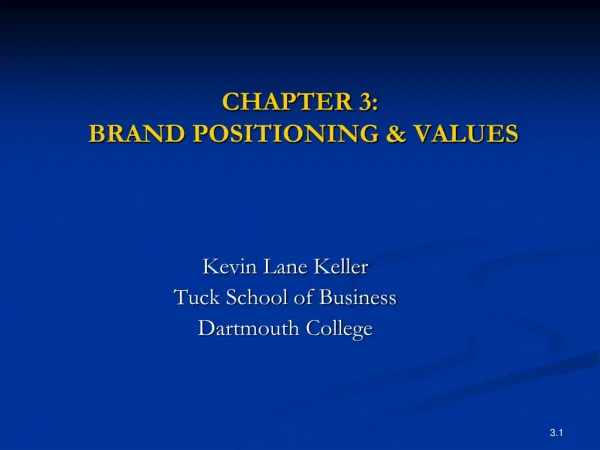 CHAPTER 3: BRAND POSITIONING &amp; VALUES