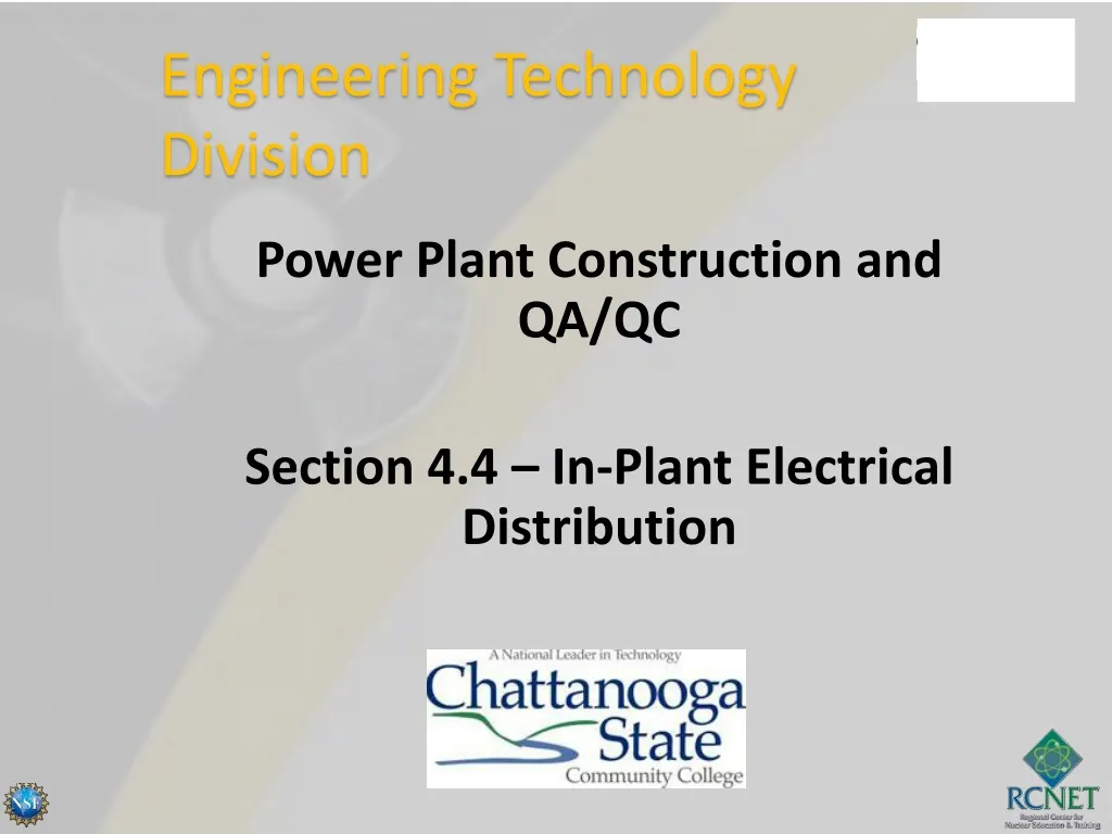 power plant construction and qa qc section 4 4 in plant electrical distribution