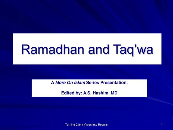 Ramadhan and Taq’wa