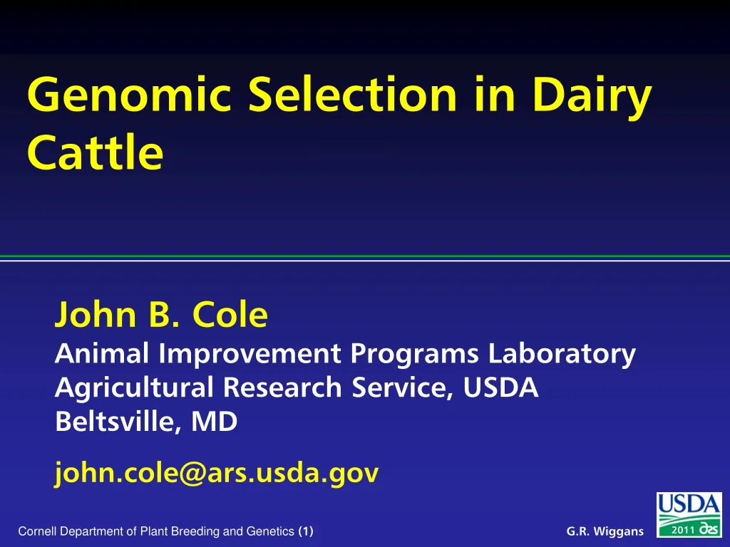 genomic selection in dairy cattle