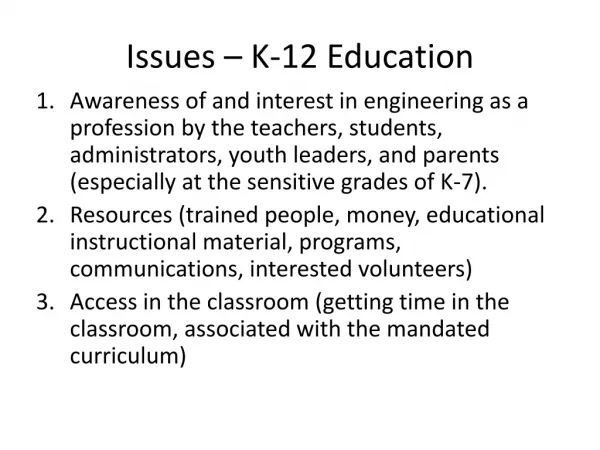 Issues – K-12 Education