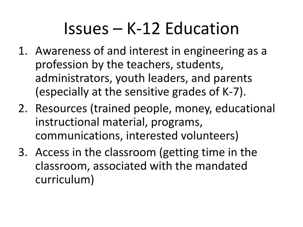 issues k 12 education