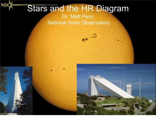 Stars and the HR Diagram Dr. Matt Penn National Solar Observatory