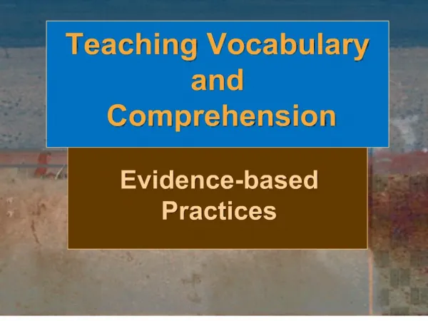 Teaching Vocabulary and Comprehension