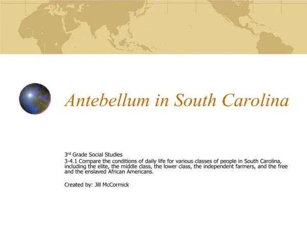 Antebellum in South Carolina